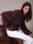 Mint Velvet Textured Disc Top, Red Burgundy