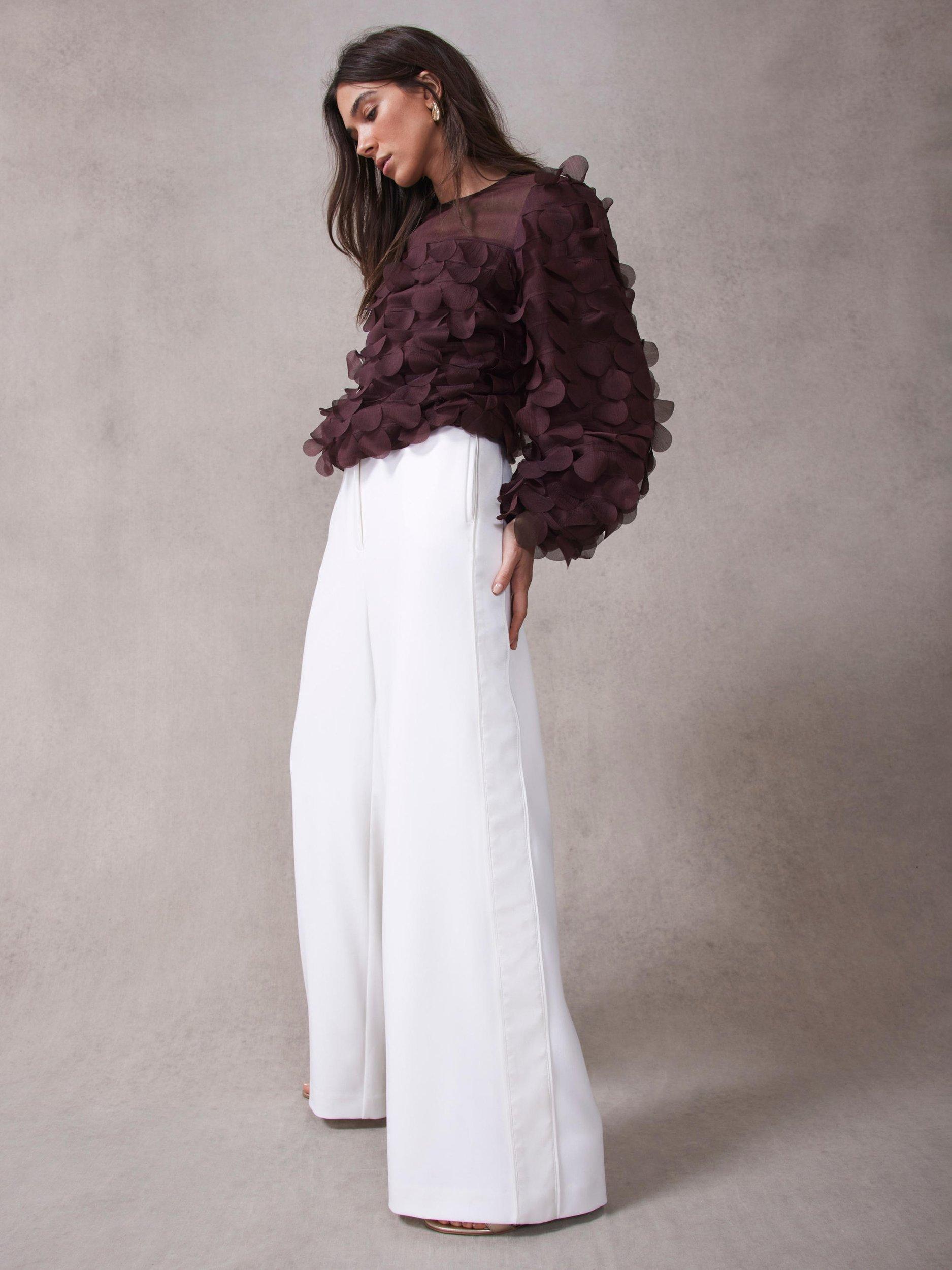 Product image 2 of 8, which shows Mint Velvet Textured Disc Top, Red Burgundy, 8