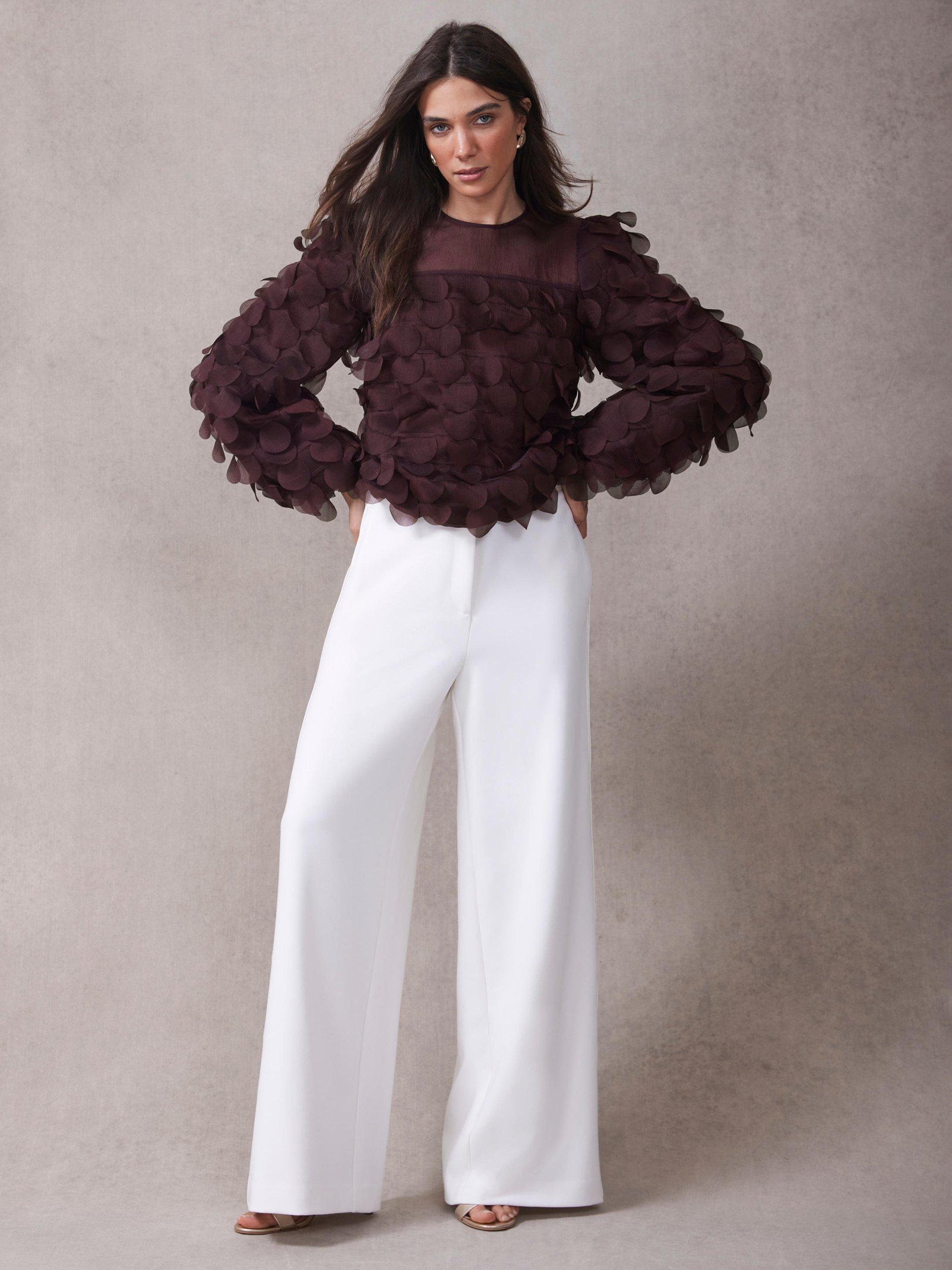 Product image 5 of 8, which shows Mint Velvet Textured Disc Top, Red Burgundy, 8