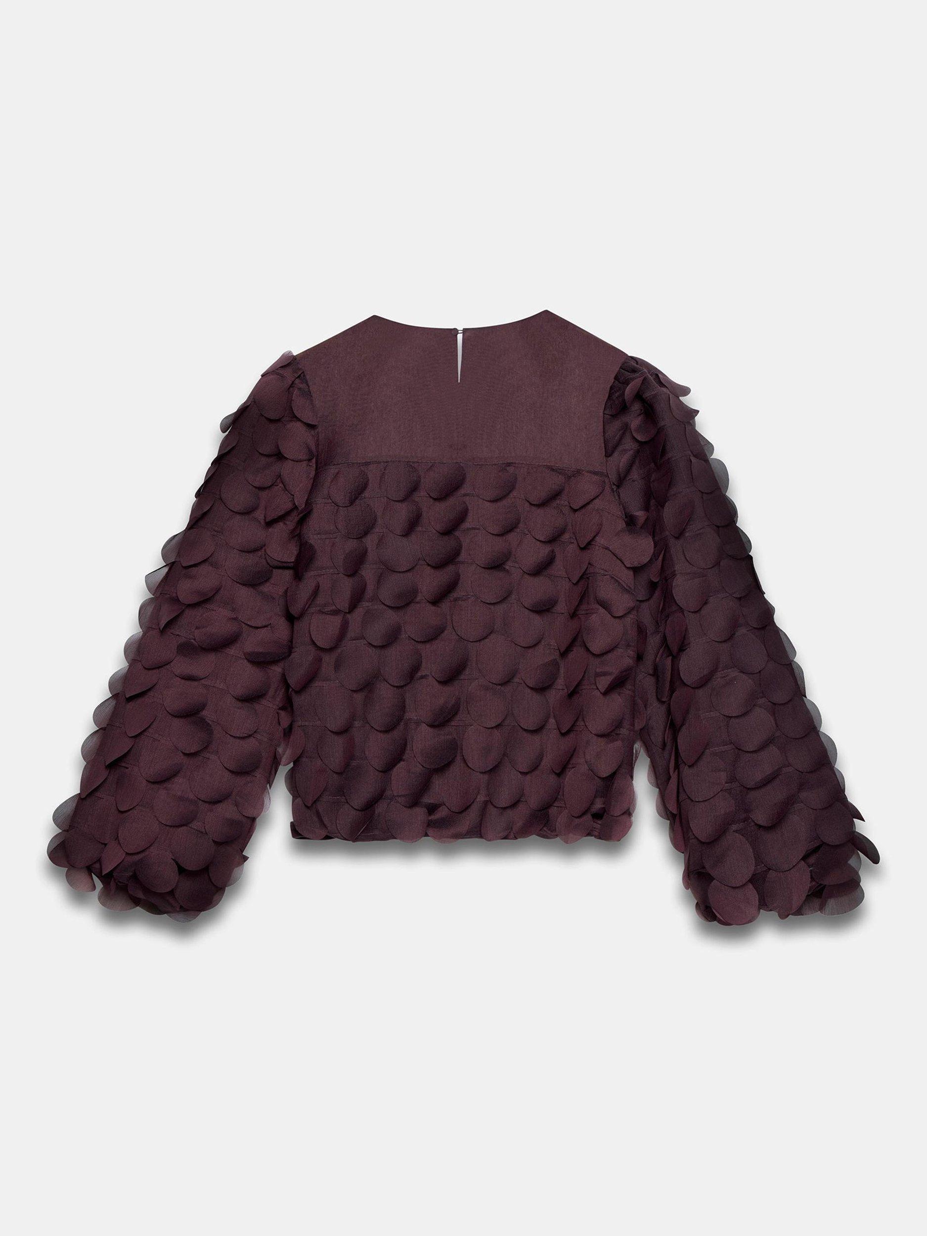 Product image 8 of 8, which shows Mint Velvet Textured Disc Top, Red Burgundy, 8