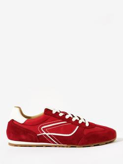 Mint Velvet Suede Lace Up Trainers, Red Multi Red, Red Multi Red