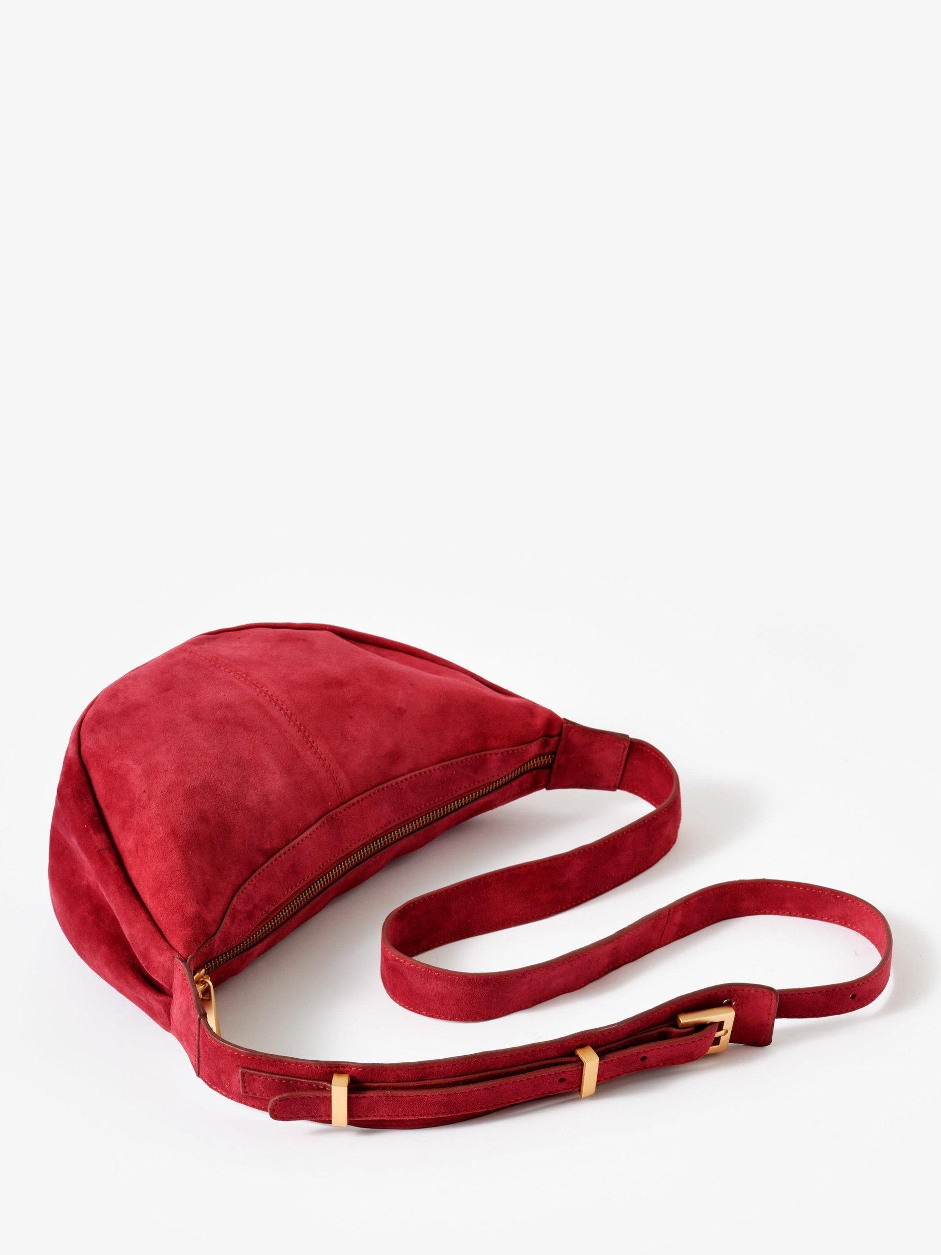 Product image 2 of 3, which shows Mint Velvet Suede Scoop Sling Bag, Red, One Size