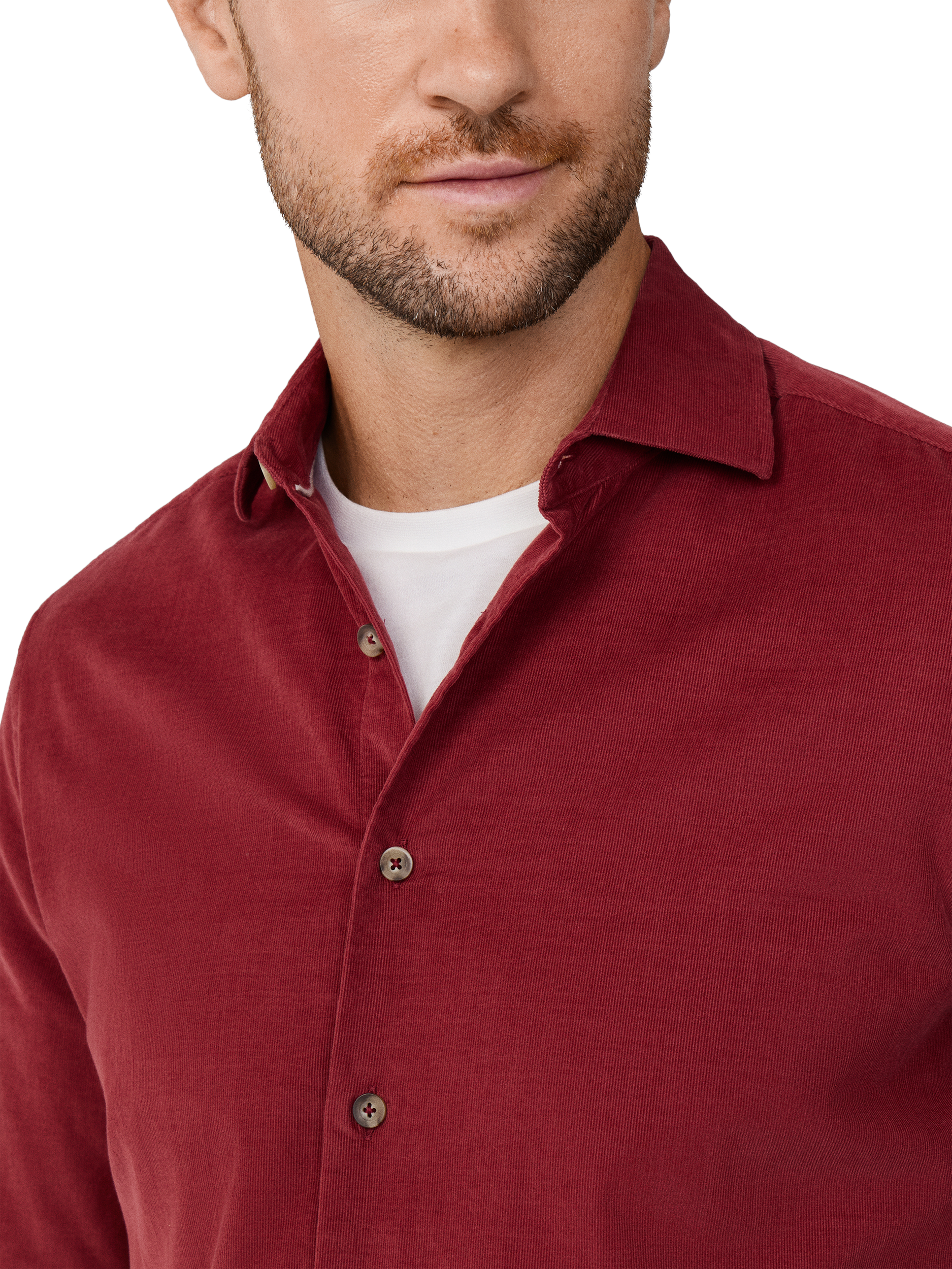 Product image 4 of 7, which shows Hackett London Fine Needle Corduroy Shirt, Burnt Red, L