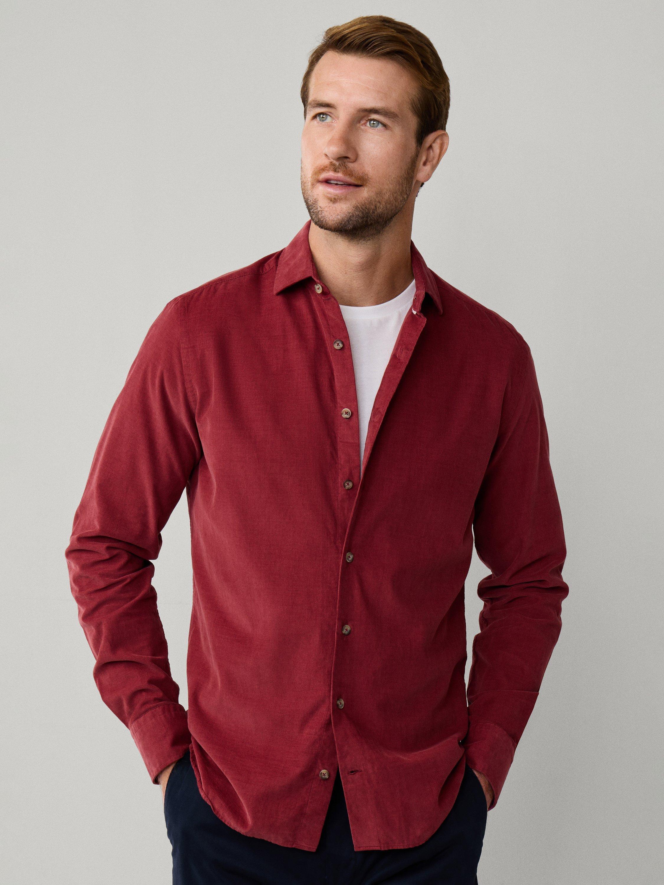 Product image 7 of 7, which shows Hackett London Fine Needle Corduroy Shirt, Burnt Red, L