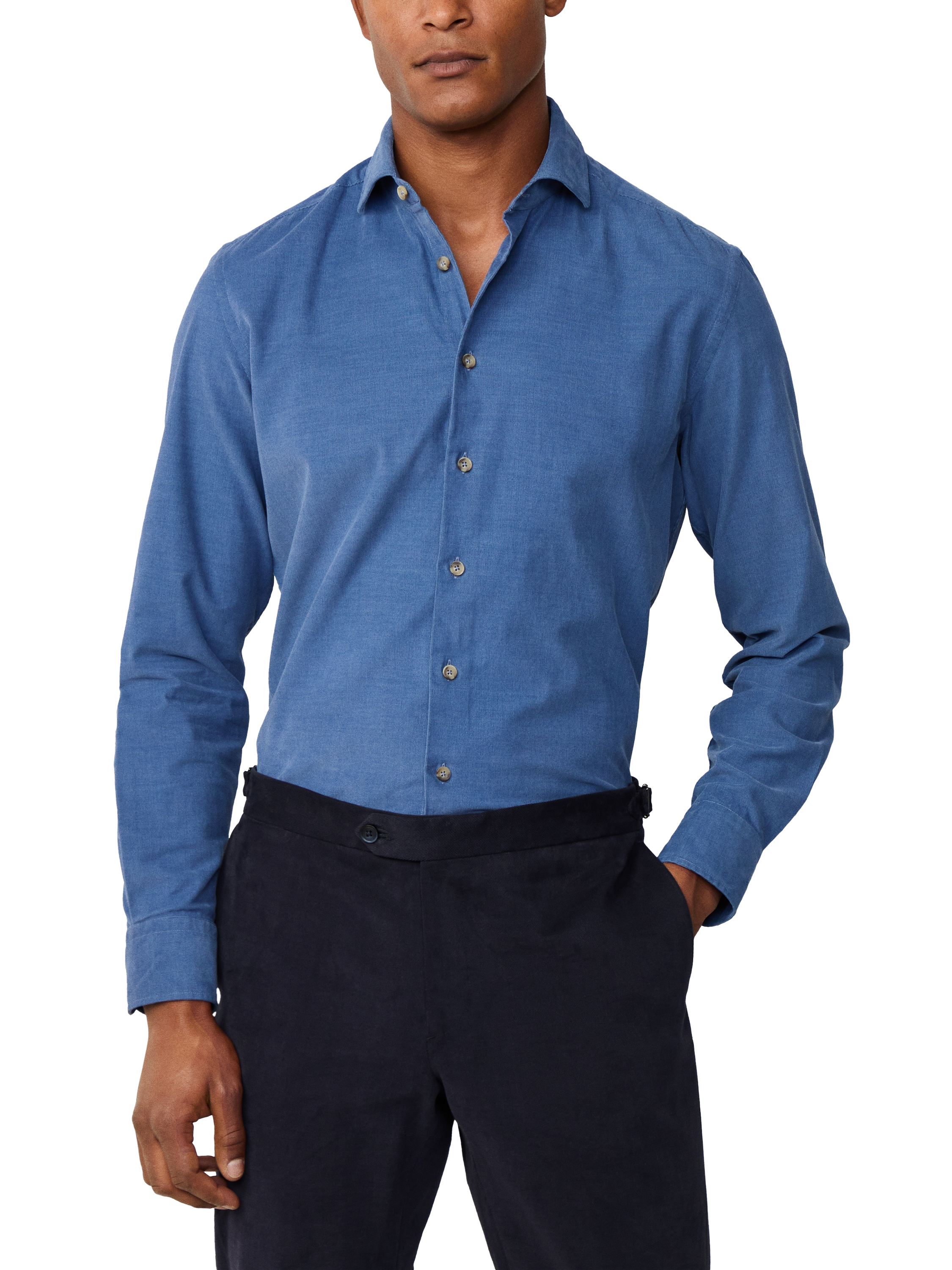 Product image 1 of 7, which shows Hackett London Cotton Tailored Fit Shirt, Eton Blue, L
