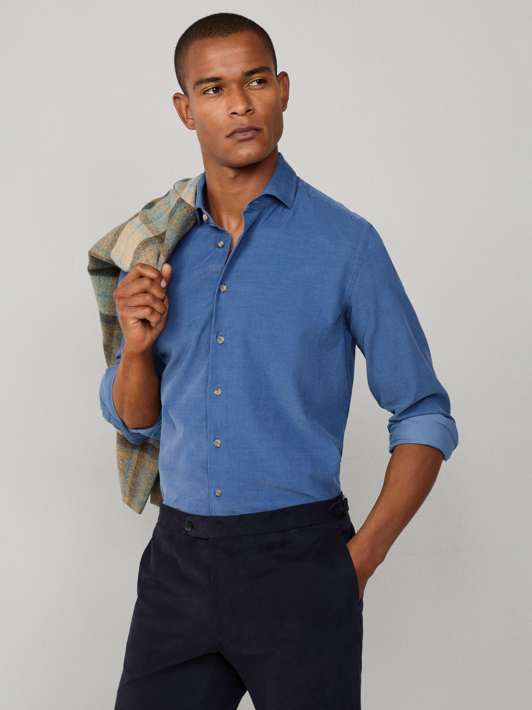 Product image 7 of 7, which shows Hackett London Cotton Tailored Fit Shirt, Eton Blue, L