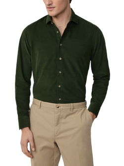 Hackett London Cotton Tailored Fit Kent Cutaway Collar Shirt, Duck Green, Duck Green