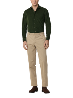 Hackett London Cotton Tailored Fit Kent Cutaway Collar Shirt, Duck Green - view 2, Duck Green