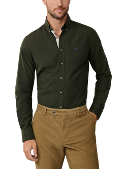 Hackett London Cotton Long Sleeve Collar Shirt, Cargo Green