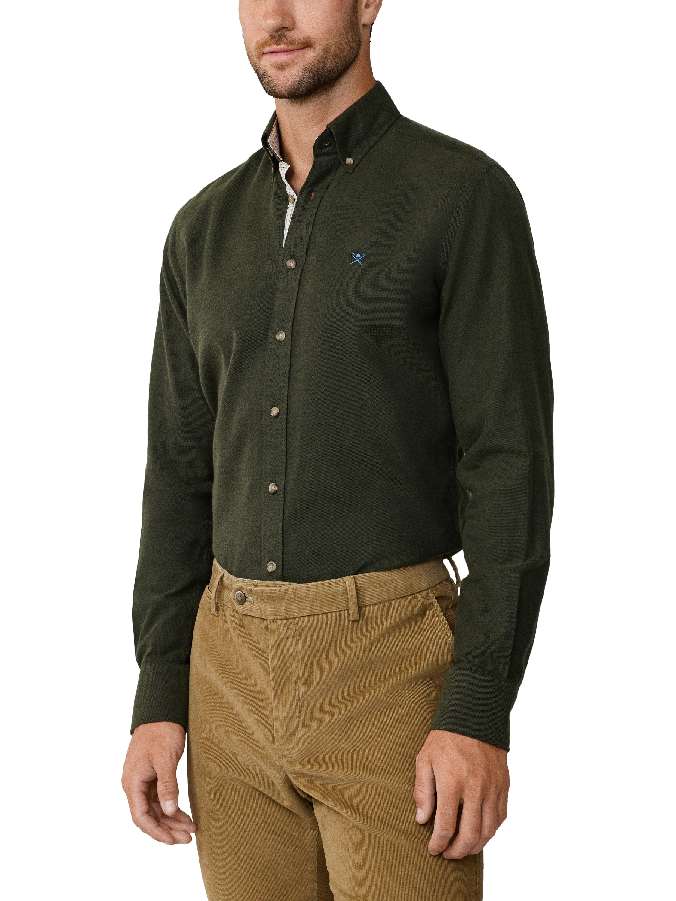 Product image 6 of 7, which shows Hackett London Cotton Long Sleeve Collar Shirt, Cargo Green, XXL