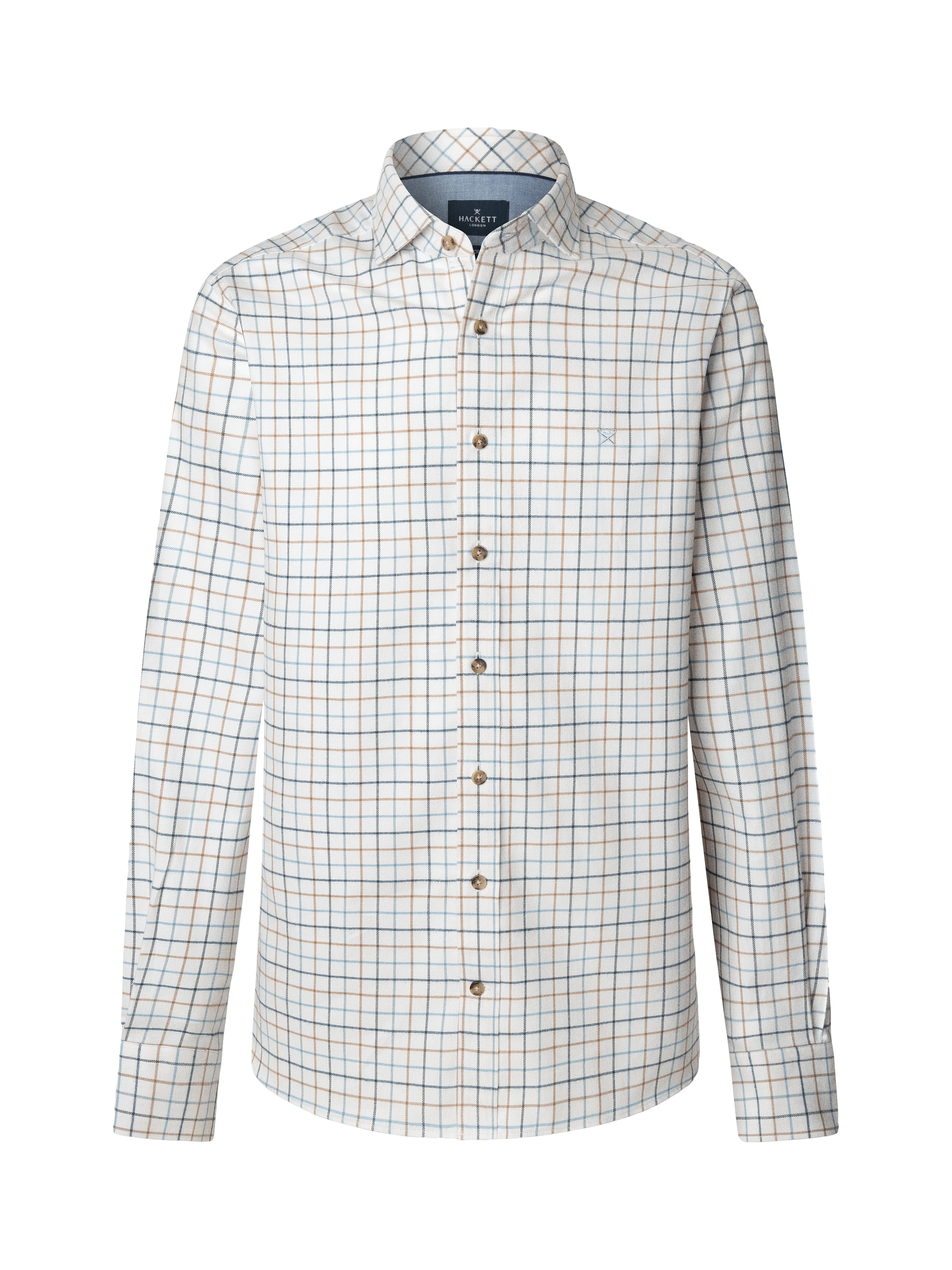 Product image 4 of 8, which shows Hackett London Tailored Fit Flannel Tattersall Shirt, White/Multi, XXL