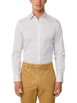 Hackett London Cotton Tattersall Pimlico Collar Shirt, Tan Brown, Red