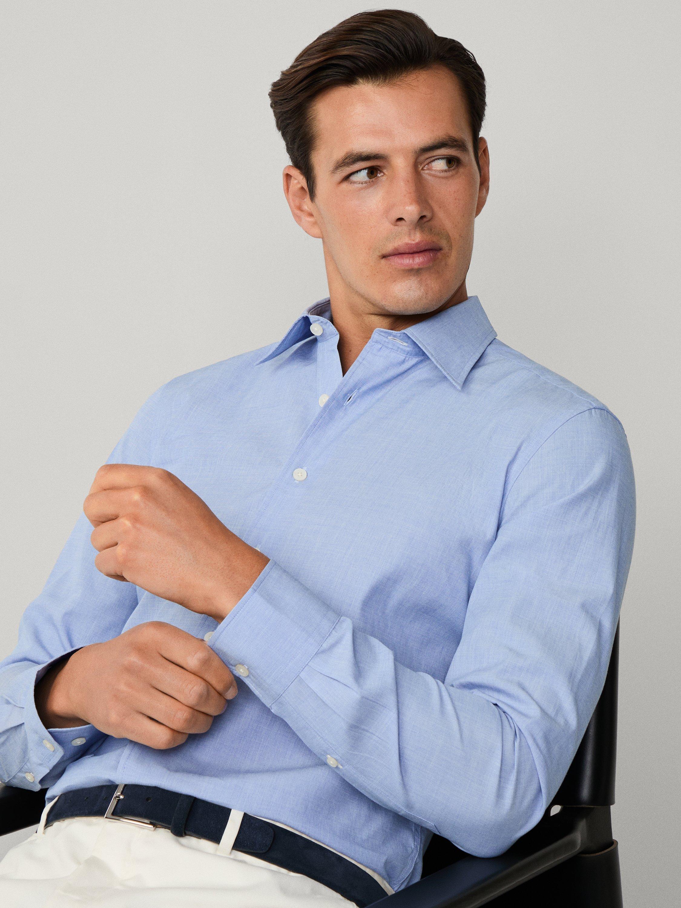 Product image 7 of 7, which shows Hackett London Cotton Kent Collar Shirt, Sky Blue, XXL
