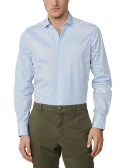 Hackett London Cotton Bengal Stripe Kent Collar Shirt, Sky Blue, Sky Blue