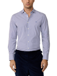 Hackett London Cotton Bengal Stripe Kent Collar Shirt, Blue Print