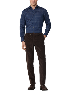 Hackett London Tailored Fit Windowpane Check Flannel Shirt, Eton Blue - view 2, Eton Blue