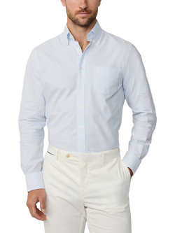 Hackett London Tailored Fit Button Down Collar Stripe Shirt, Sky Blue