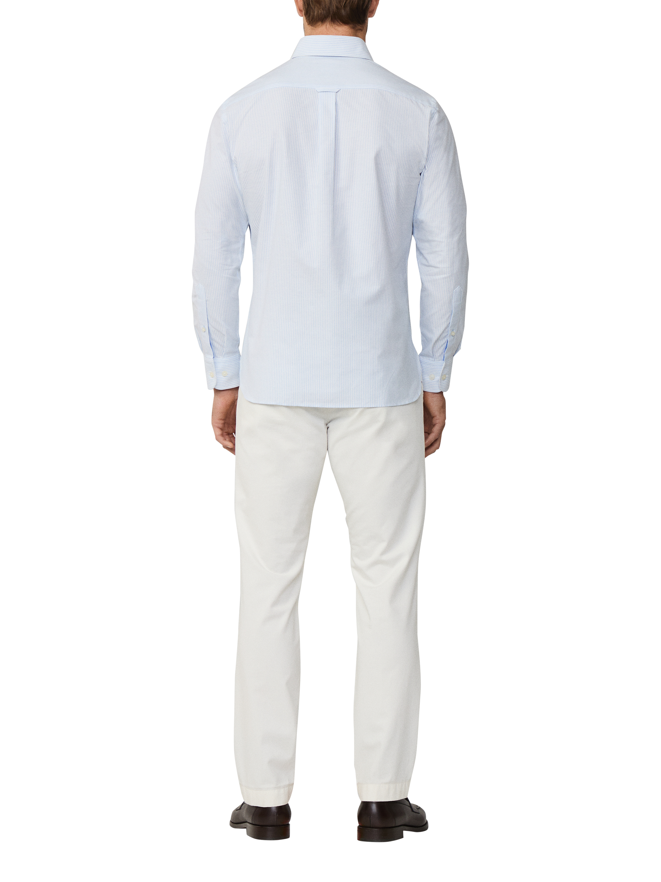 Product image 3 of 8, which shows Hackett London Tailored Fit Button Down Collar Stripe Shirt, Sky Blue, XL