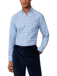 Hackett London Tailored Fit Three Colour Gingham Shirt, Sky Blue