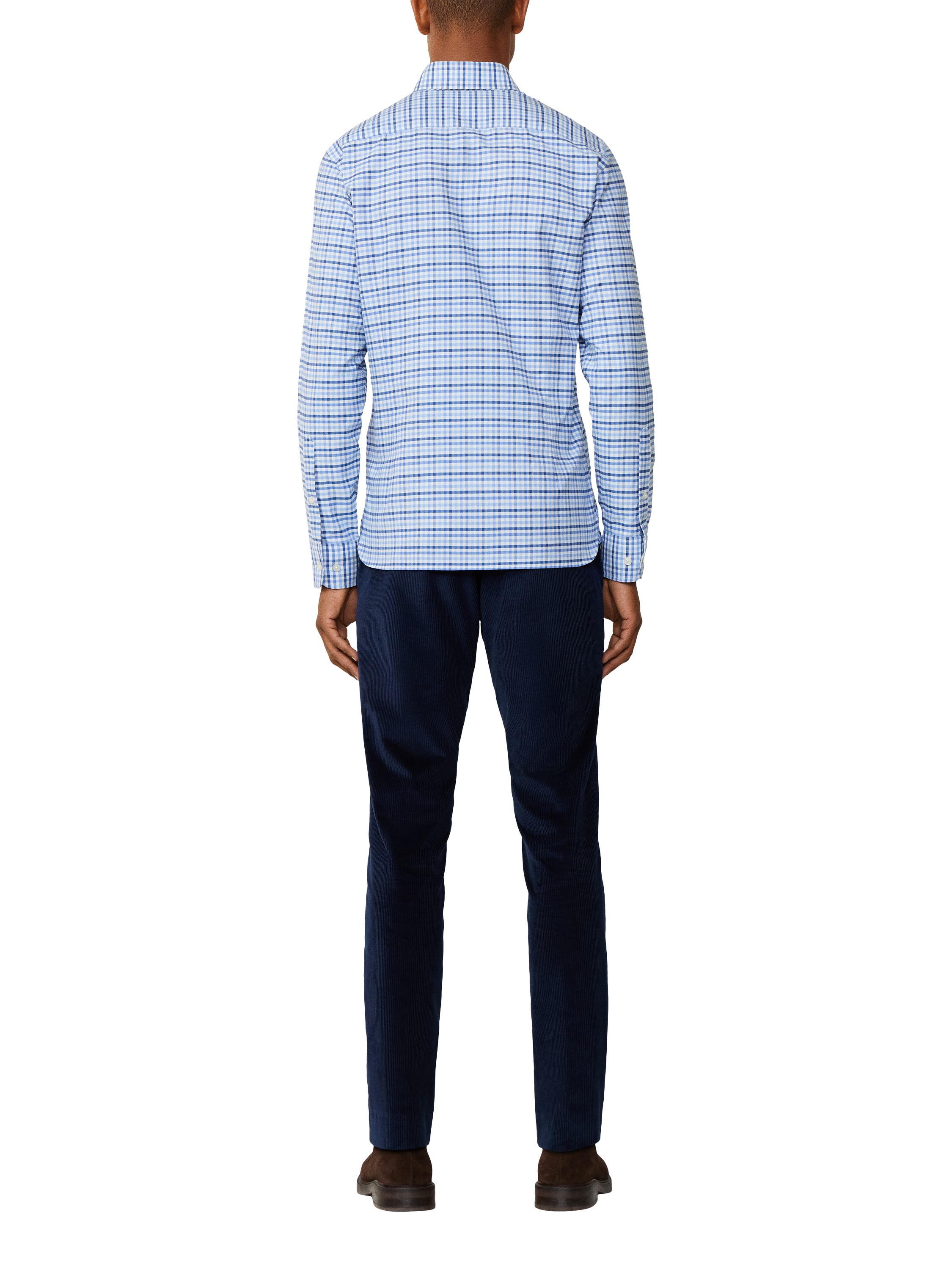 Product image 3 of 7, which shows Hackett London Tailored Fit Three Colour Gingham Shirt, Sky Blue, XXL