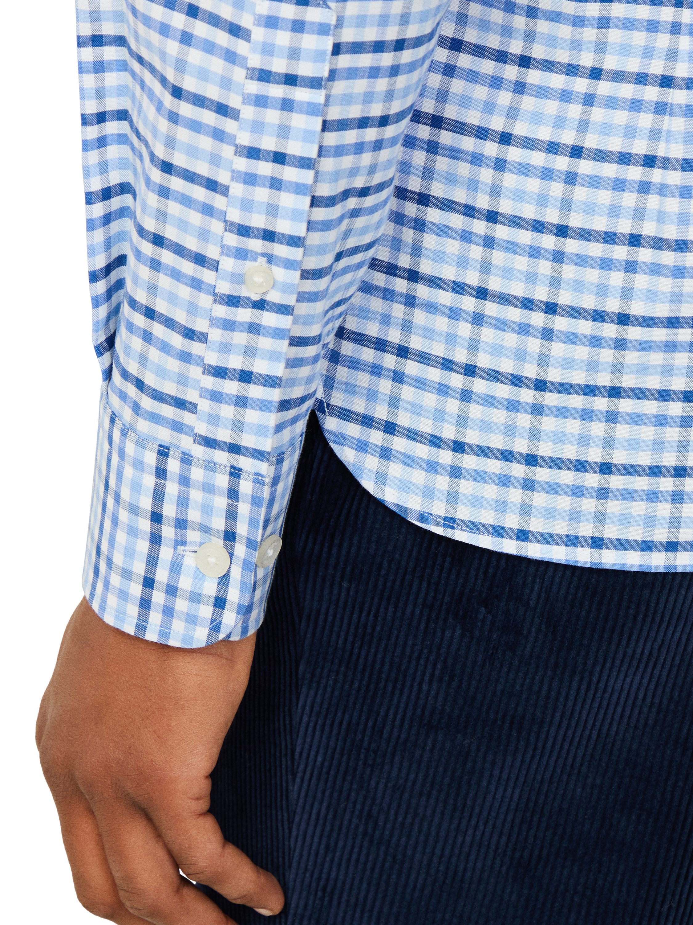 Product image 5 of 7, which shows Hackett London Tailored Fit Three Colour Gingham Shirt, Sky Blue, XXL