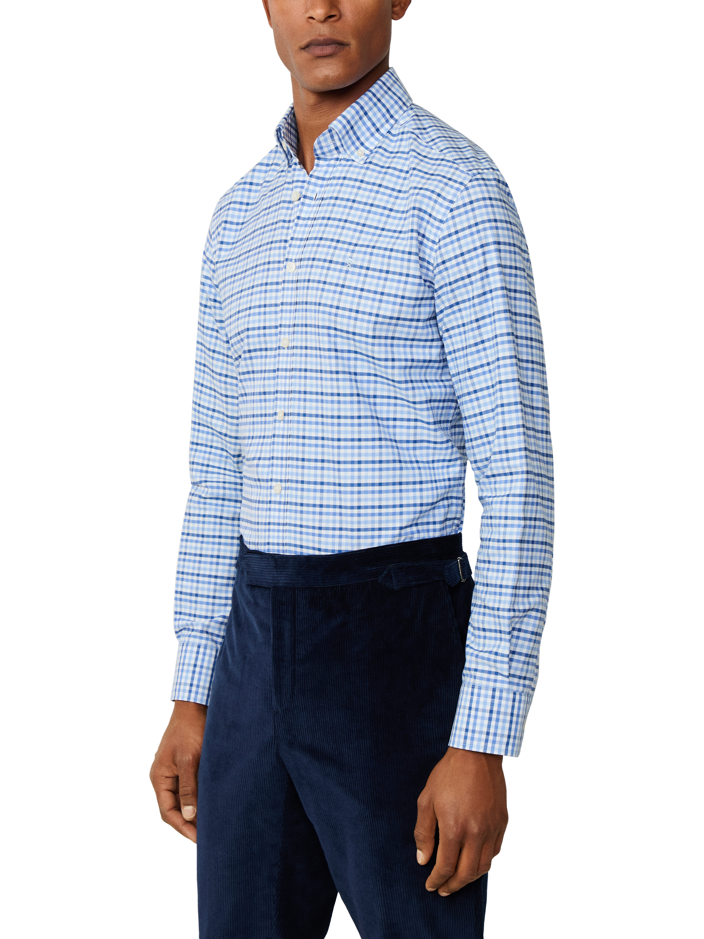 Product image 6 of 7, which shows Hackett London Tailored Fit Three Colour Gingham Shirt, Sky Blue, XXL