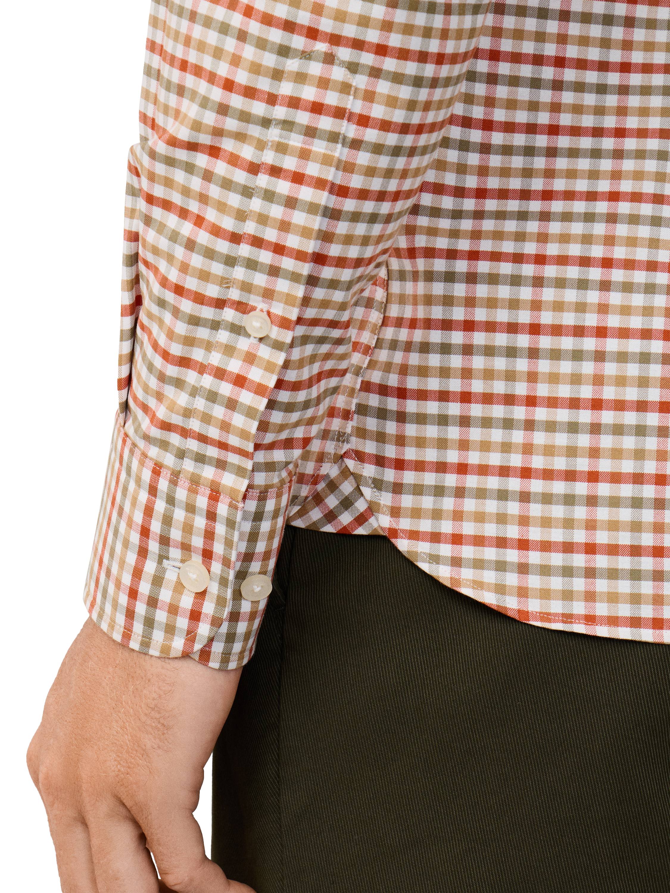Product image 5 of 7, which shows Hackett London Tailored Fit Button Down Collar Check Cotton Shirt, Green, XXL