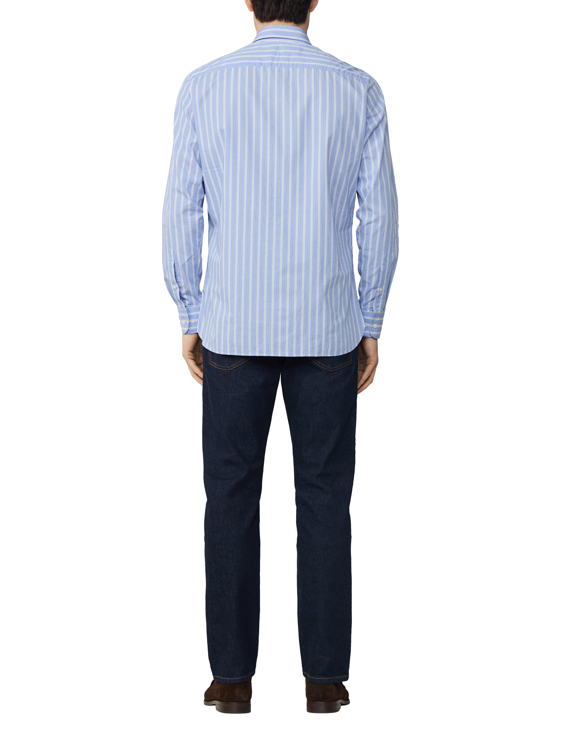 Product image 3 of 5, which shows Hackett London Cotton Regular Fit Stripe Shirt, Blue/White, L