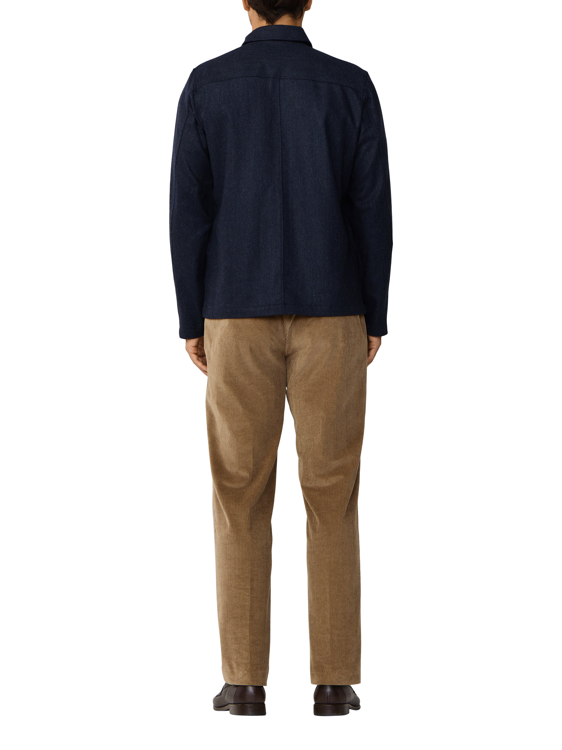 Product image 3 of 7, which shows Hackett London Herringbone Flannel Overshirt, Navy, XS