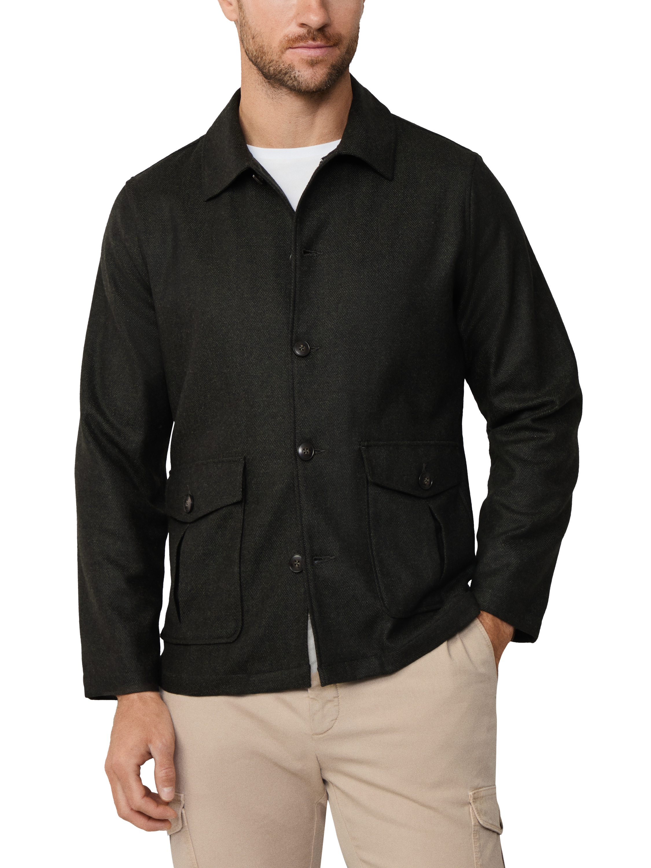 Product image 1 of 8, which shows Hackett London Oversized Flannel Long Sleeve Shirt, Hunter Green, XS