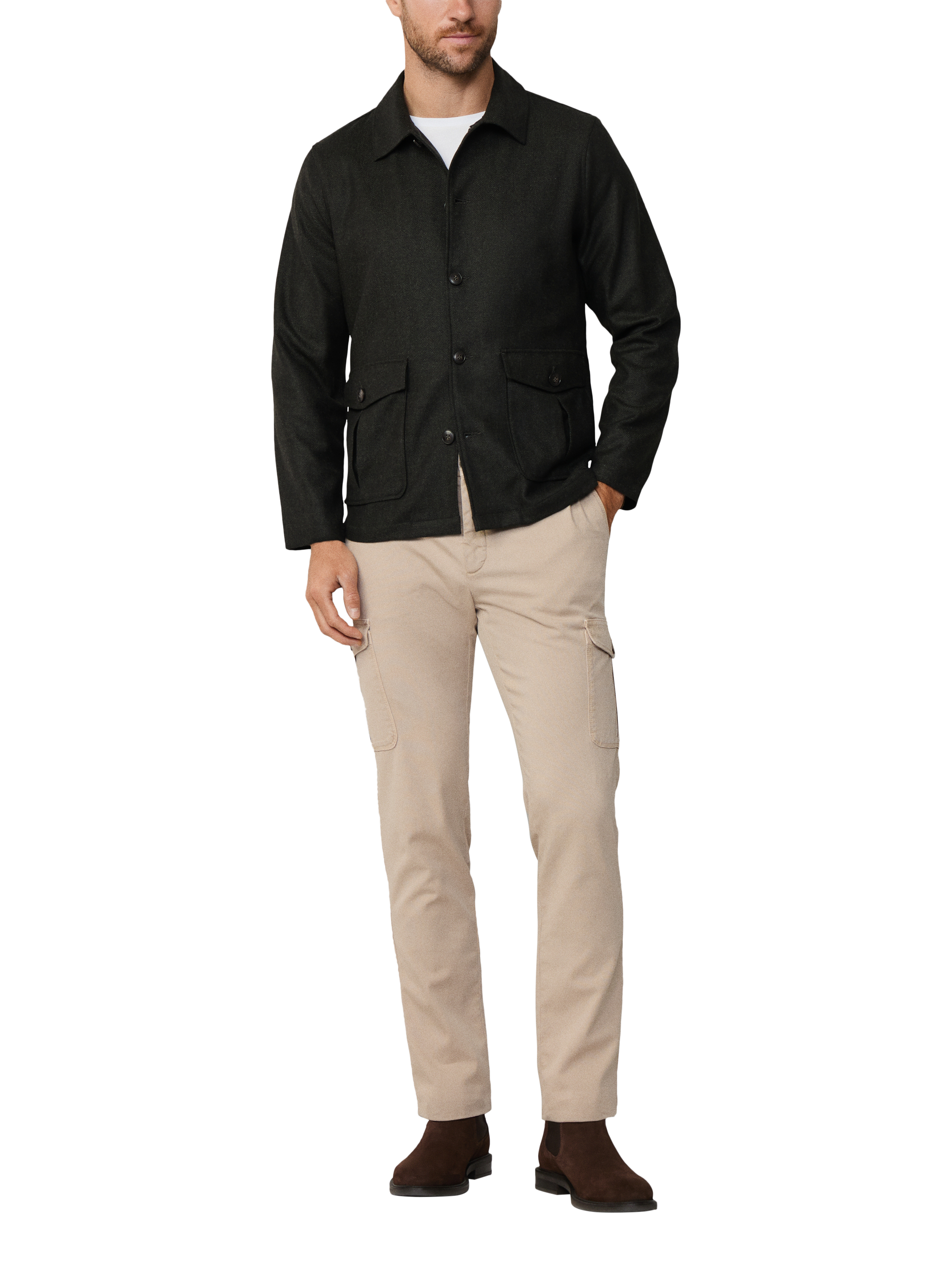 Product image 2 of 8, which shows Hackett London Oversized Flannel Long Sleeve Shirt, Hunter Green, XS