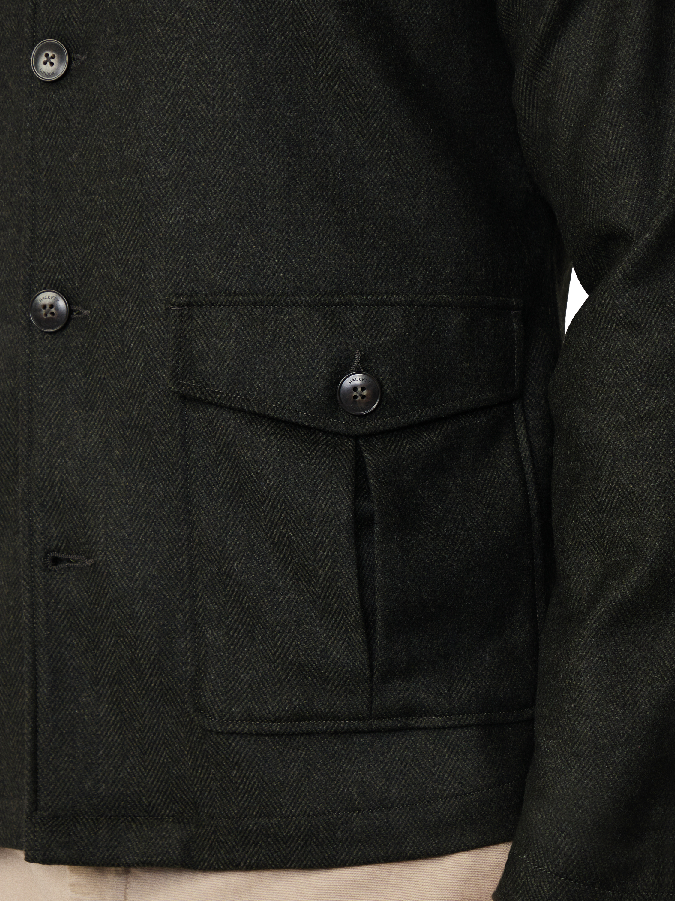 Product image 6 of 8, which shows Hackett London Oversized Flannel Long Sleeve Shirt, Hunter Green, XS