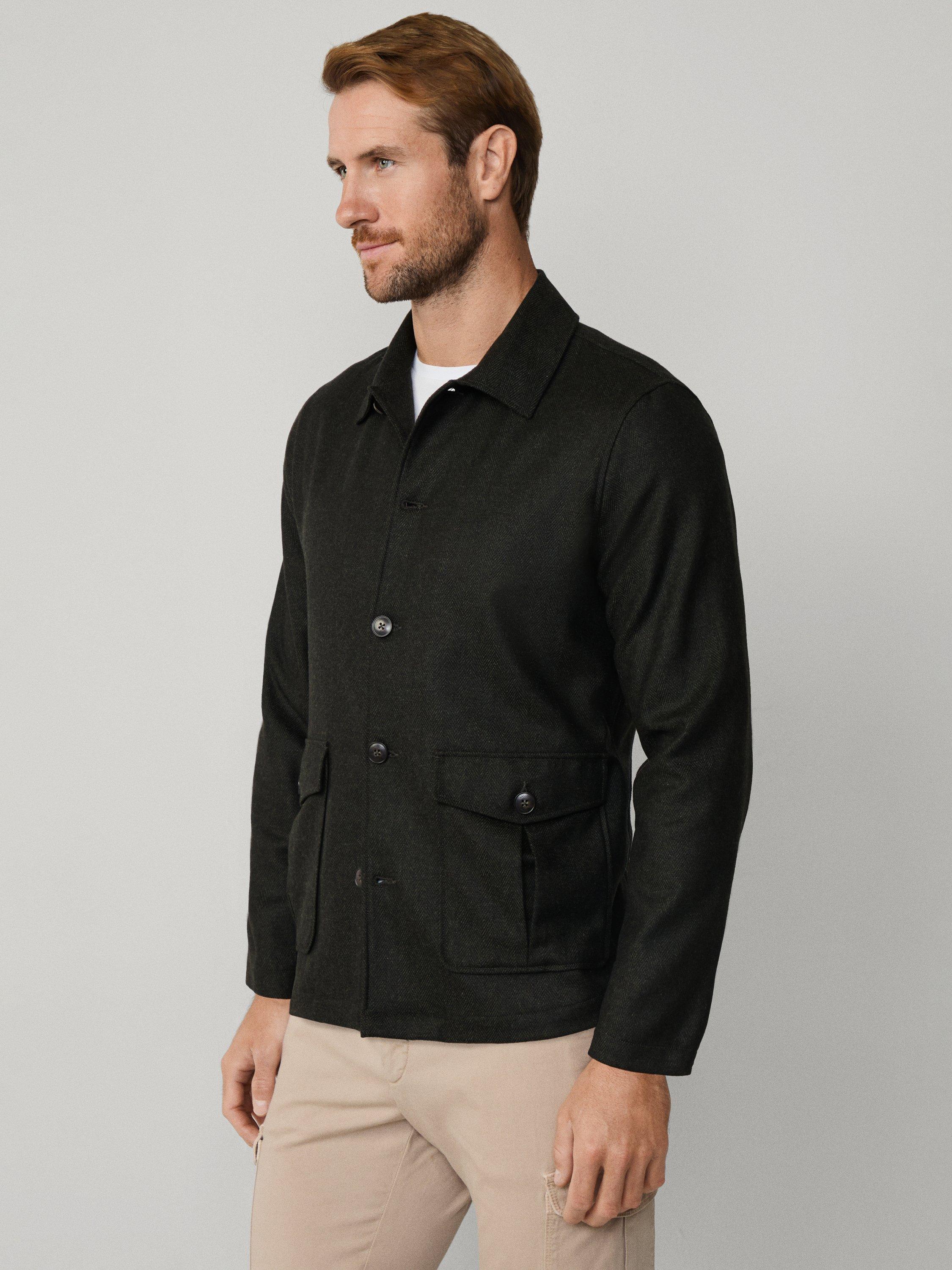 Product image 7 of 8, which shows Hackett London Oversized Flannel Long Sleeve Shirt, Hunter Green, XS