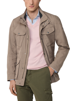 Hackett London Two-Way Zip Water-Resistant Jacket, Putty Beige, Putty Beige