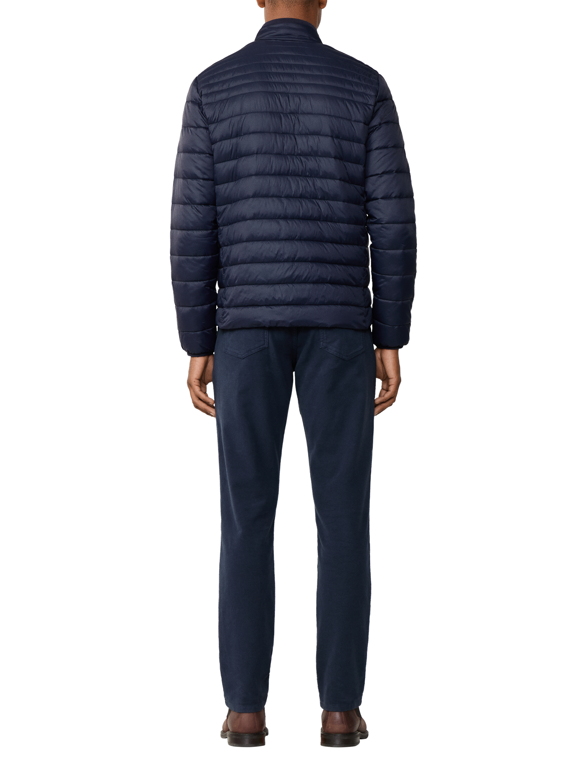 Product image 3 of 8, which shows Hackett London Ultra Lightweight Moto Quilted Zip Front Jacket, Midnight Blue, XXL