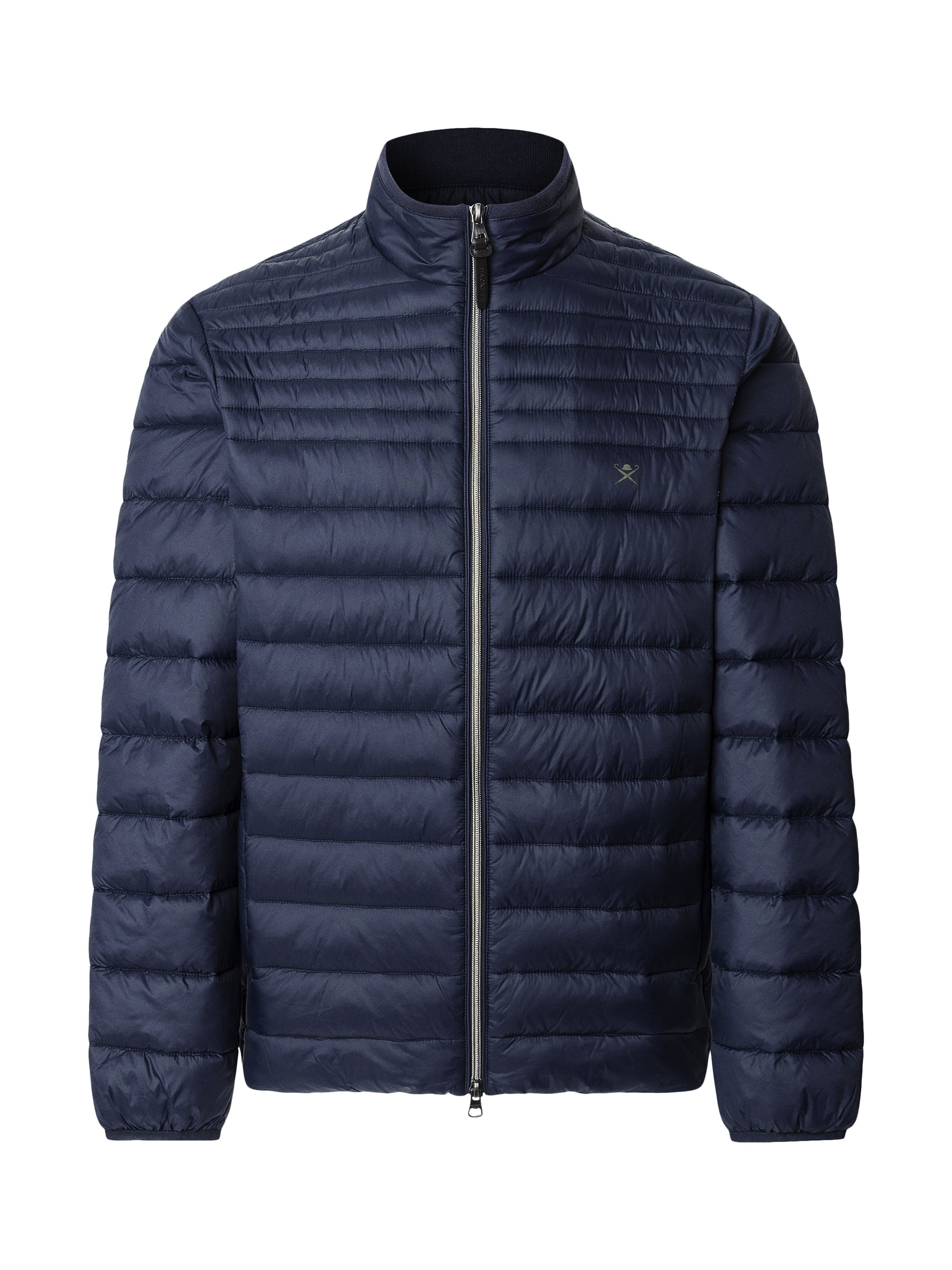 Product image 7 of 8, which shows Hackett London Ultra Lightweight Moto Quilted Zip Front Jacket, Midnight Blue, XXL