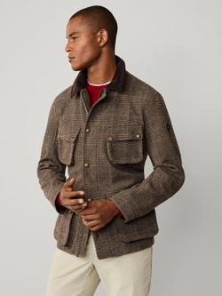 Hackett London Wool Blend Check Coat, Camel Beige, Camel Beige