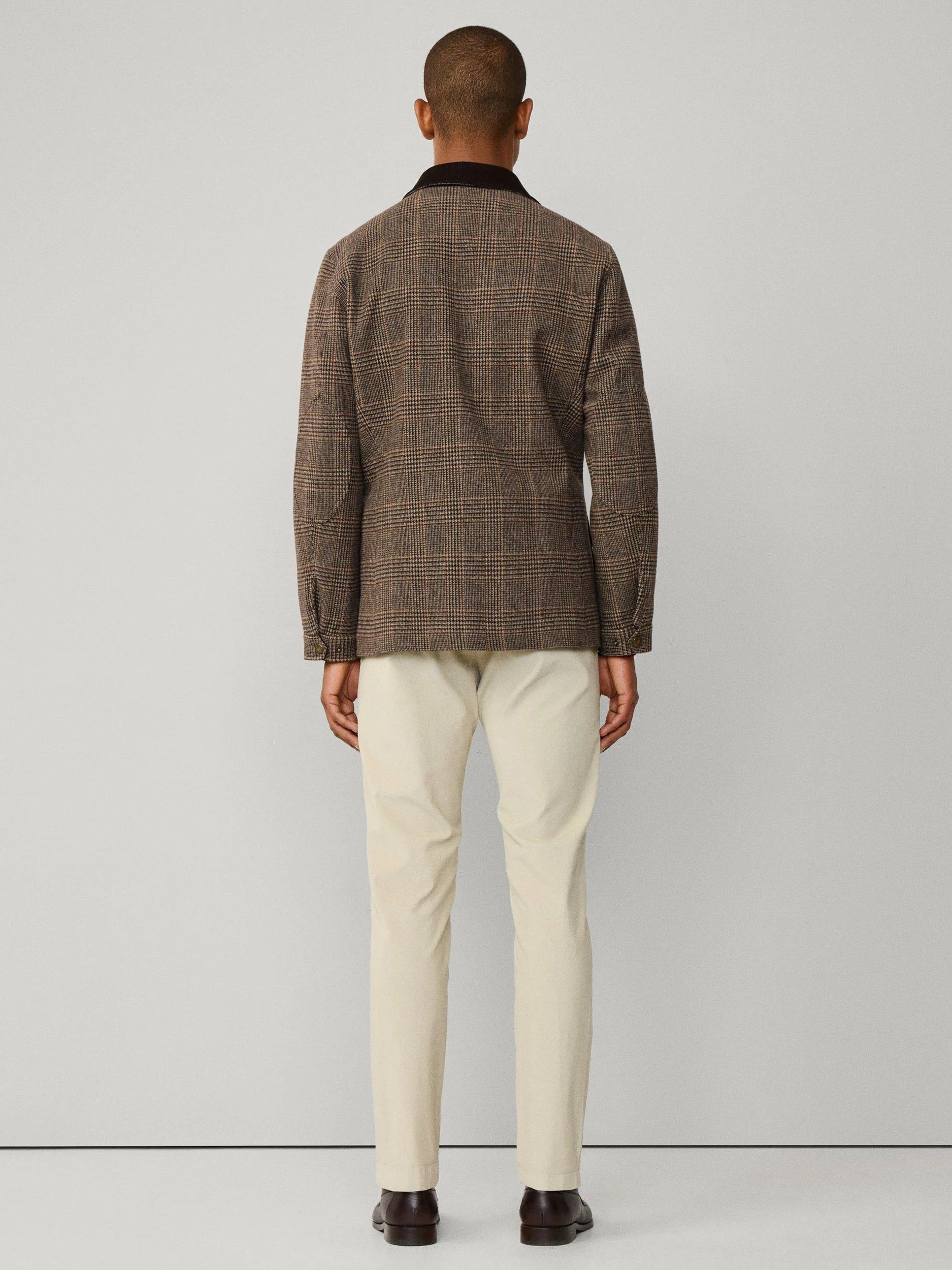 Product image 3 of 9, which shows Hackett London Wool Blend Check Coat, Camel Beige, XXL