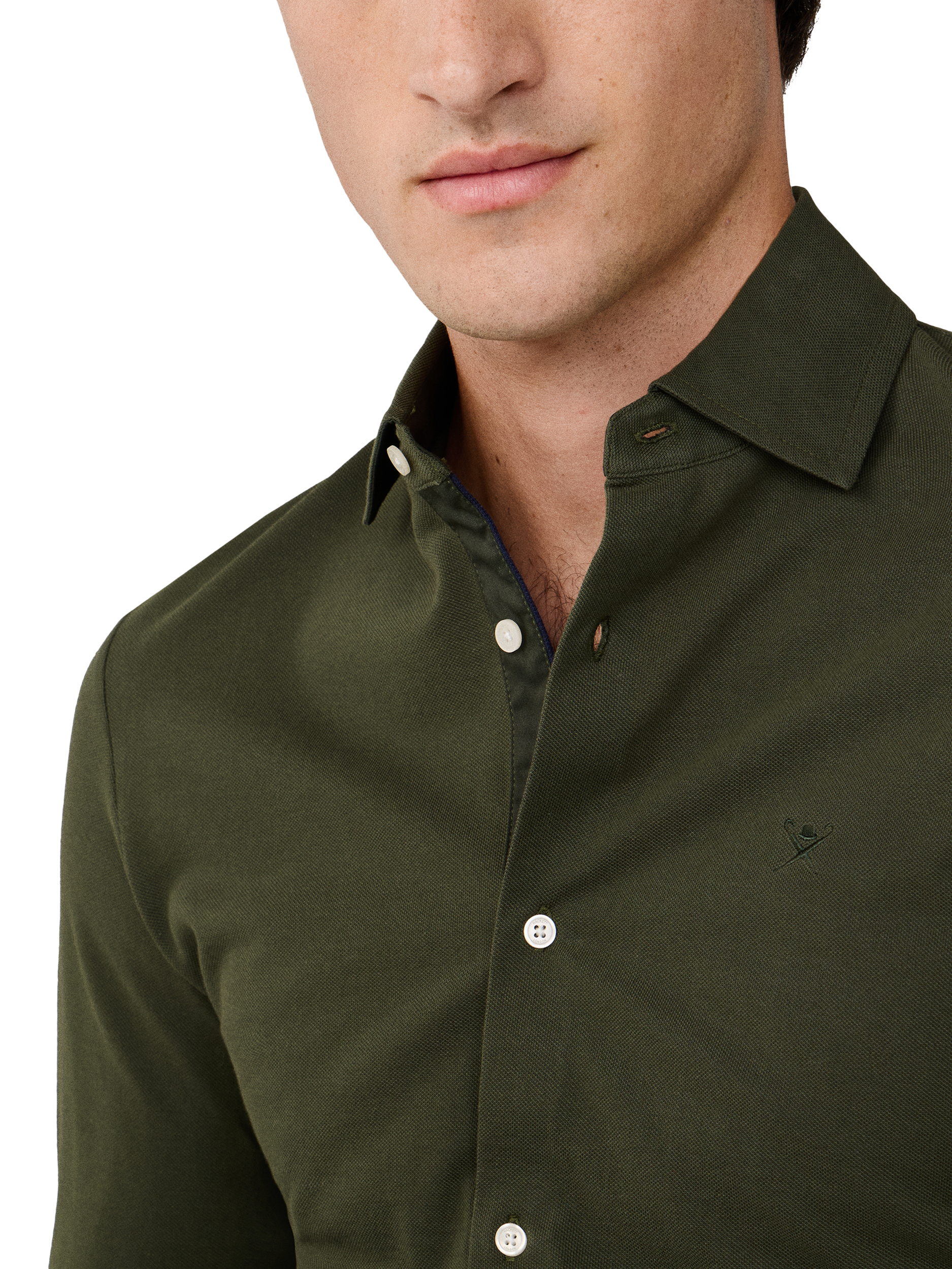 Product image 4 of 7, which shows Hackett London Cotton Long Sleeve Collar Shirt, Duck Green, XXL