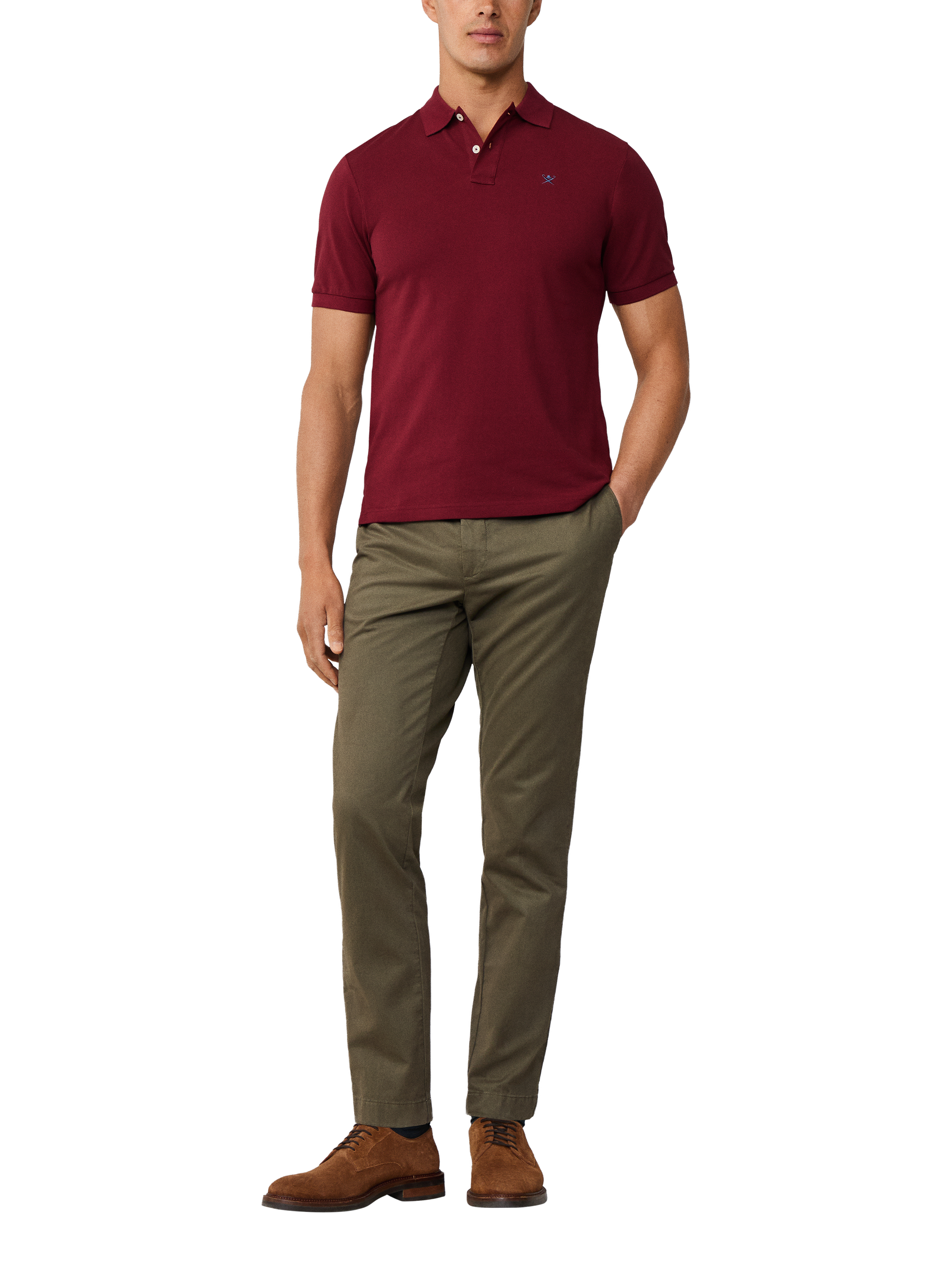 Product image 2 of 8, which shows Hackett London Cotton Polo Shirt, Burgundy Red, L