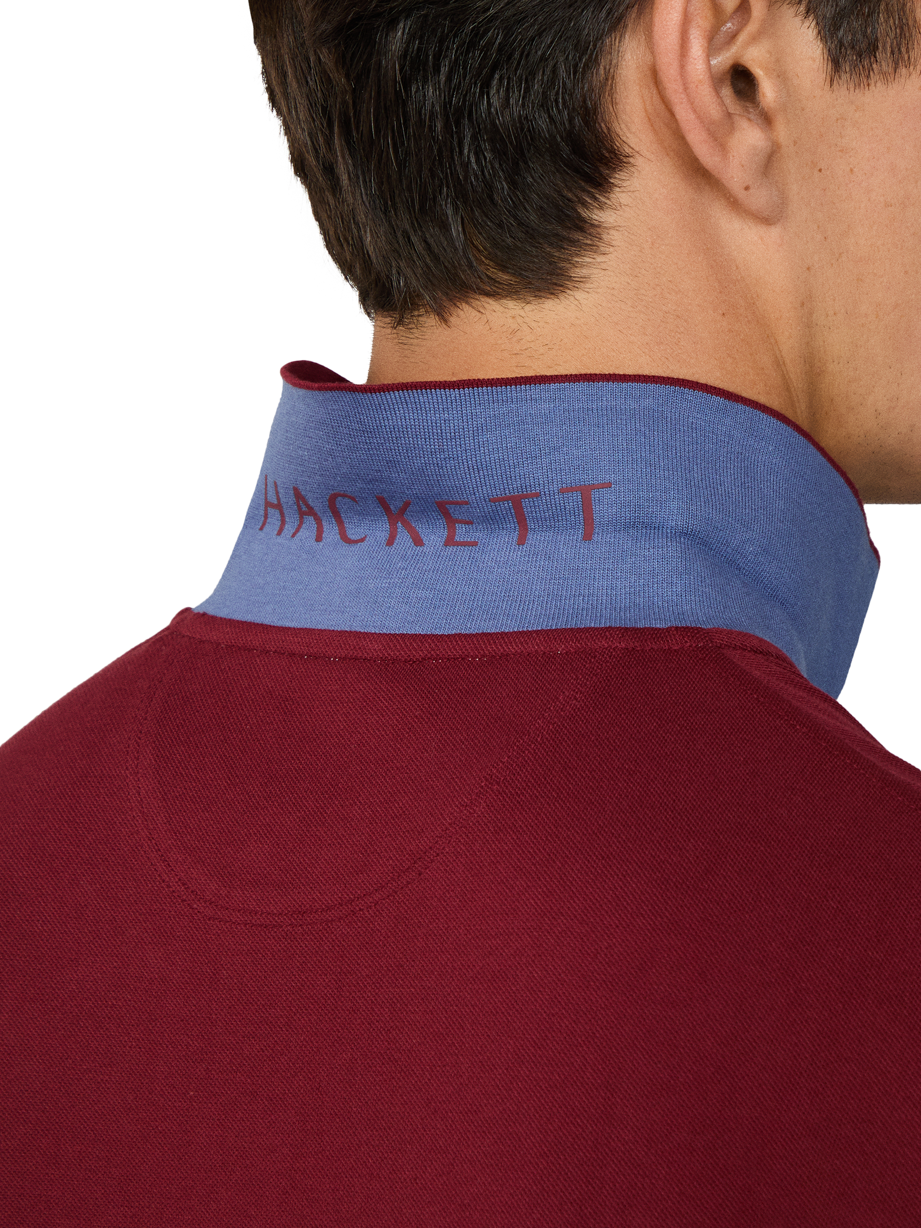 Product image 4 of 8, which shows Hackett London Cotton Polo Shirt, Burgundy Red, L