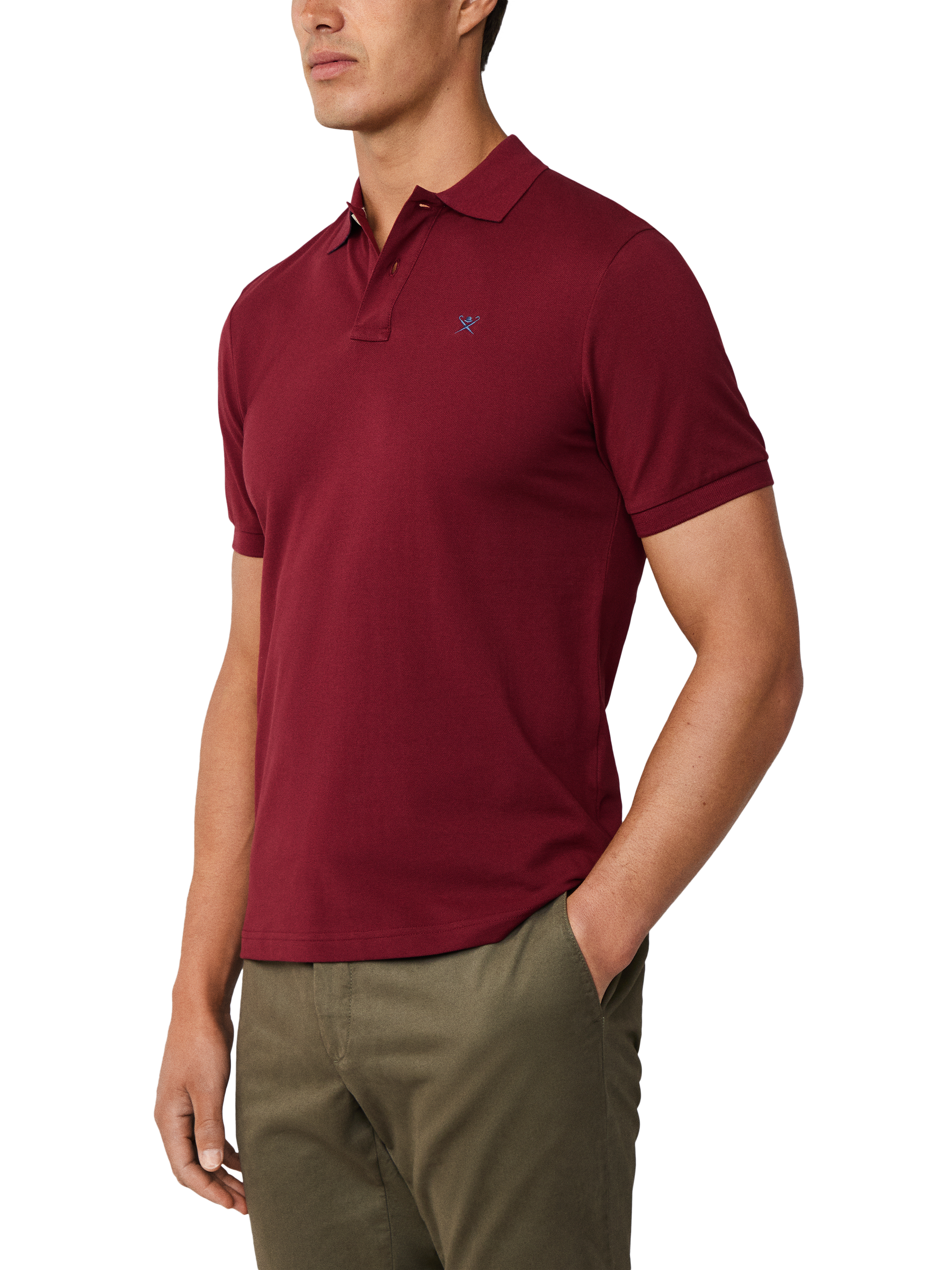 Product image 5 of 8, which shows Hackett London Cotton Polo Shirt, Burgundy Red, L