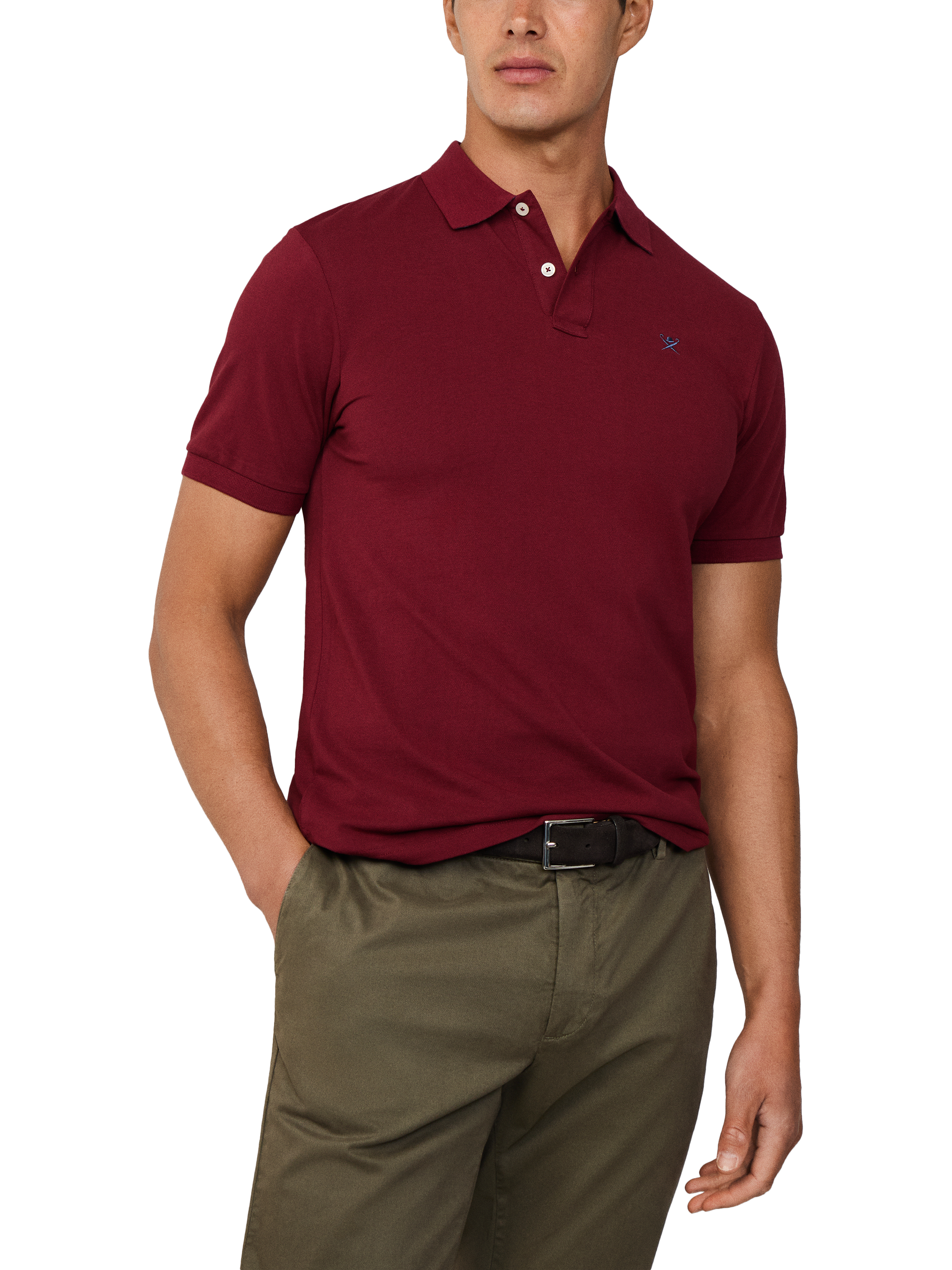 Product image 6 of 8, which shows Hackett London Cotton Polo Shirt, Burgundy Red, L