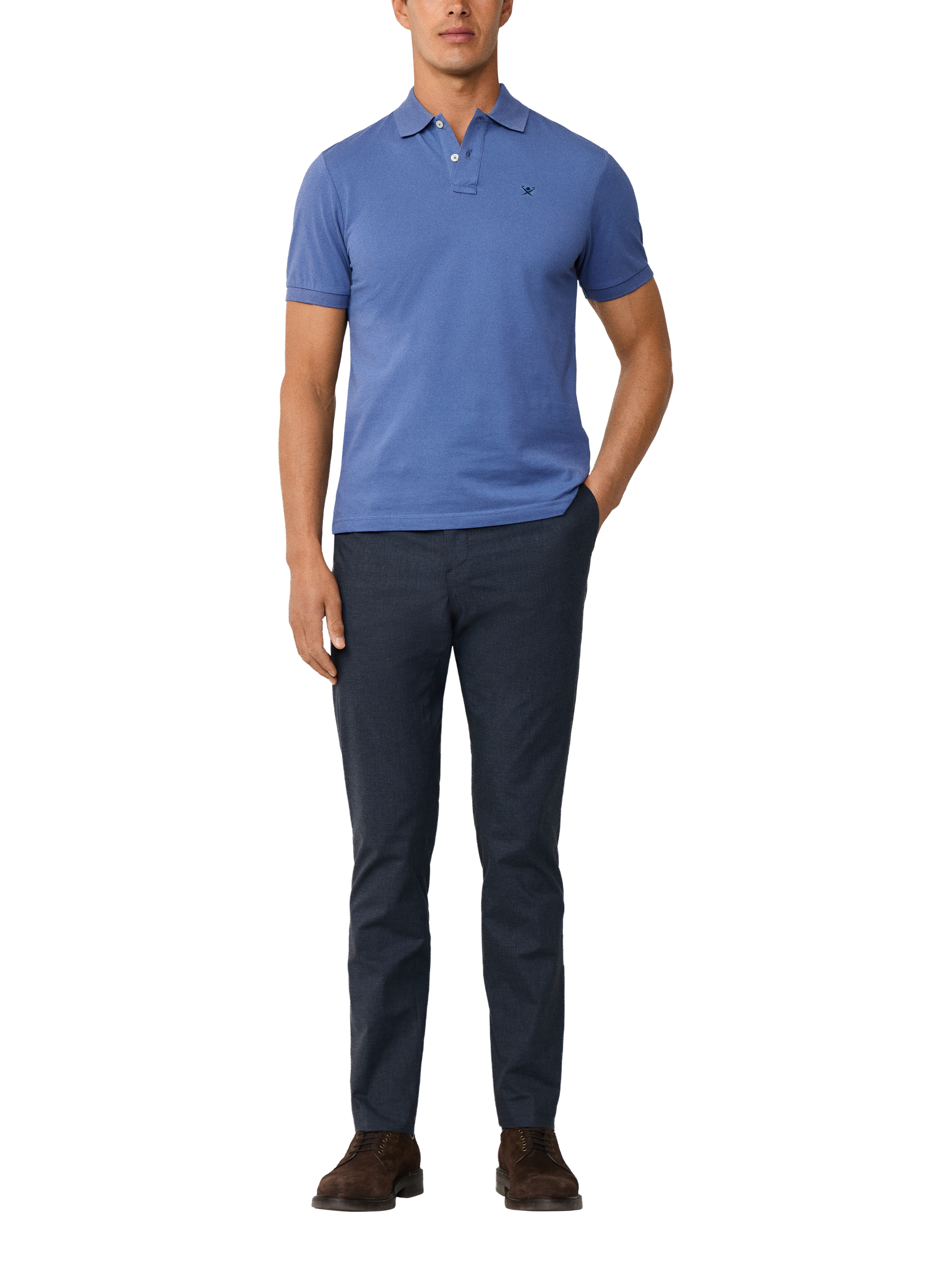 Product image 2 of 7, which shows Hackett London Cotton Polo Shirt, Eton Blue, XL