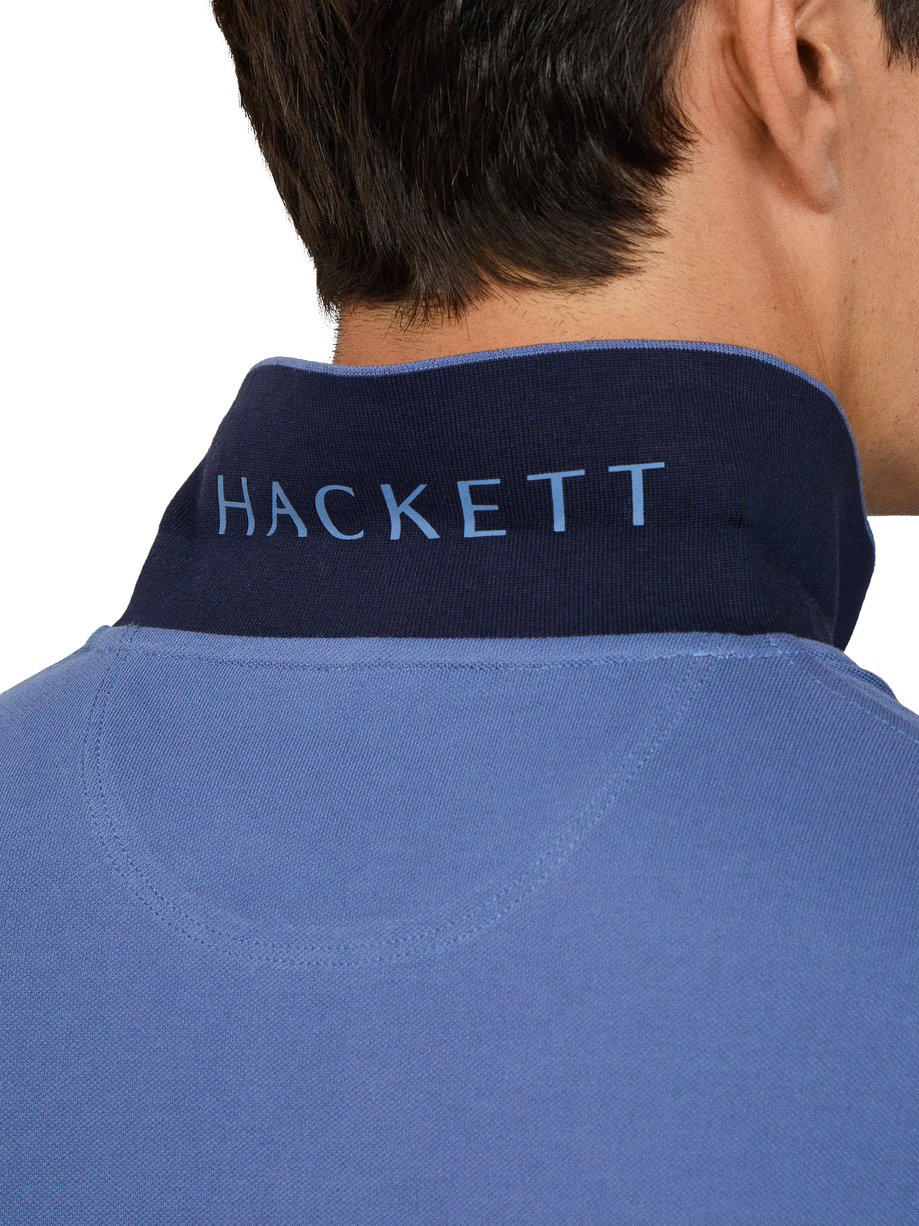 Product image 5 of 7, which shows Hackett London Cotton Polo Shirt, Eton Blue, XL