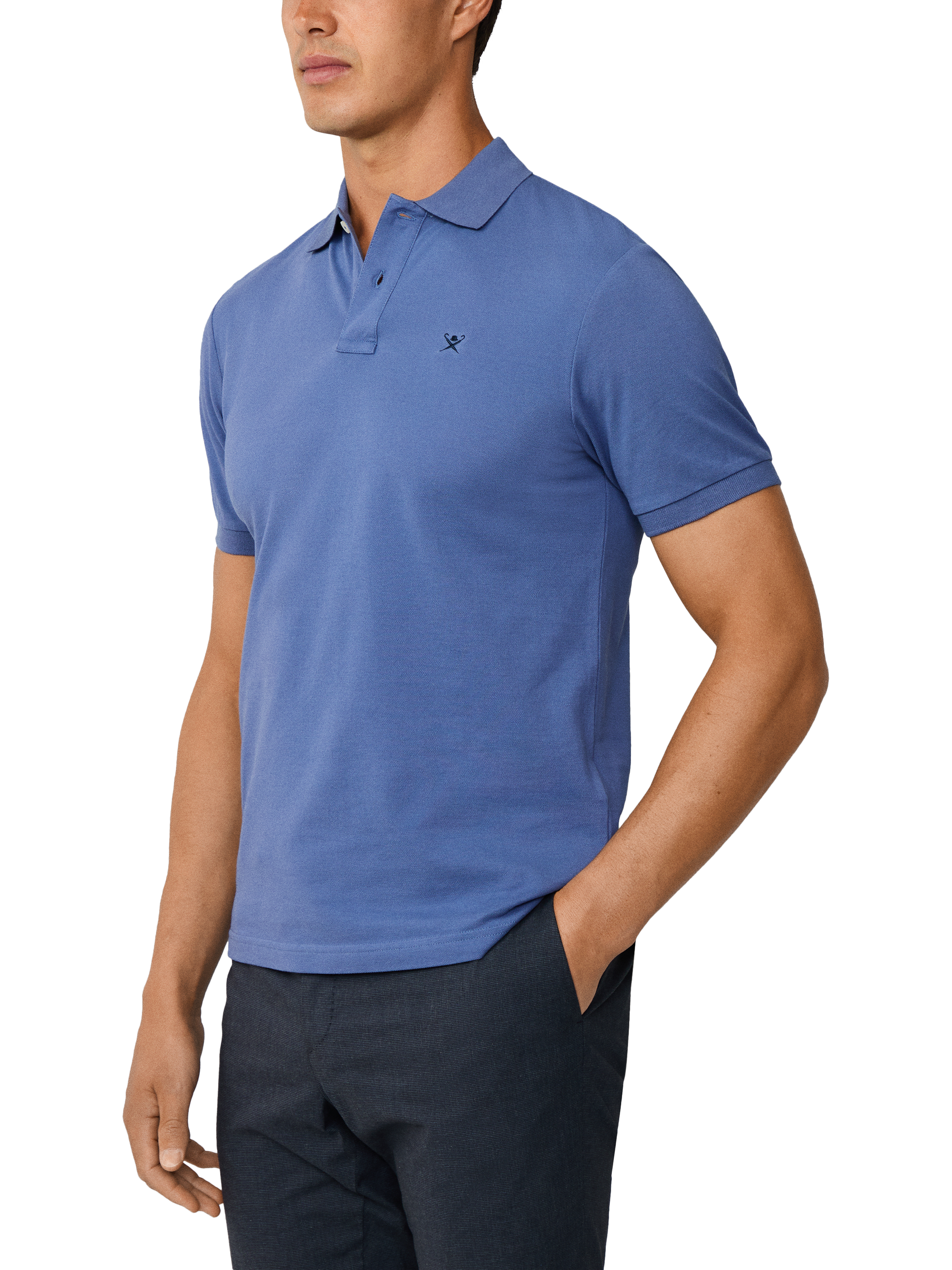 Product image 6 of 7, which shows Hackett London Cotton Polo Shirt, Eton Blue, XL