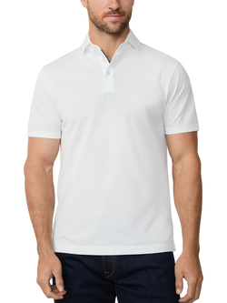 Hackett London Cotton Regular Fit Short Sleeve Polo Shirt, Optic White, Optic White