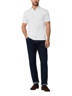Hackett London Cotton Regular Fit Short Sleeve Polo Shirt, Optic White - view 2, Optic White