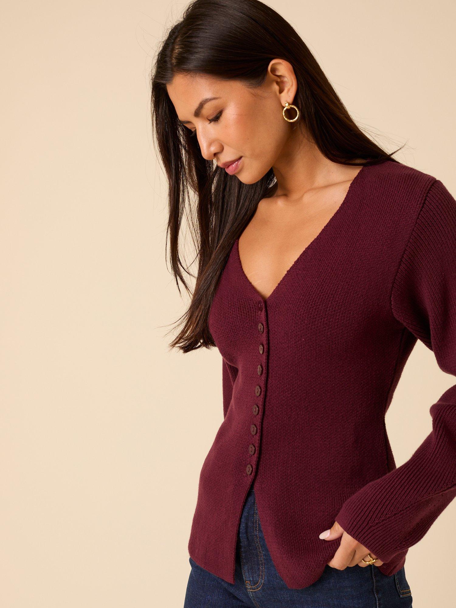 Product image 3 of 4, which shows Nobody's Child Barrel Sleeve Cardigan, Red, S