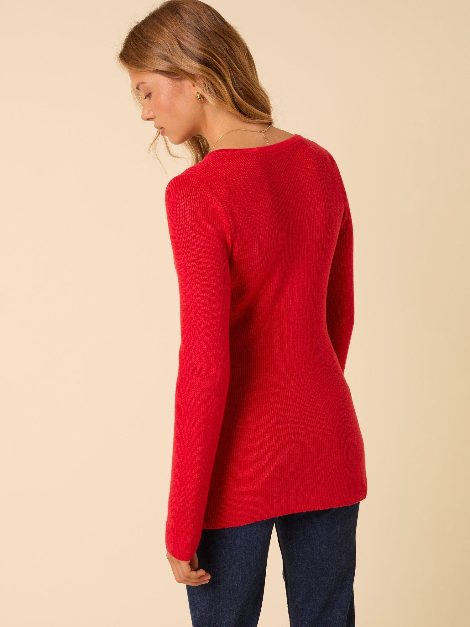 Product image 5 of 5, which shows Nobody's Child Ribbed Longline Cardigan, Red, XS